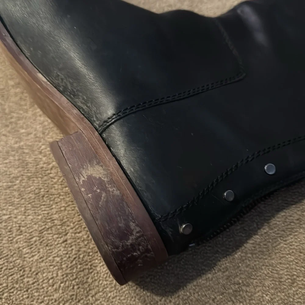 Franco Sarto Roselle Black Leather Tall Boots Size 8.5 (TD)